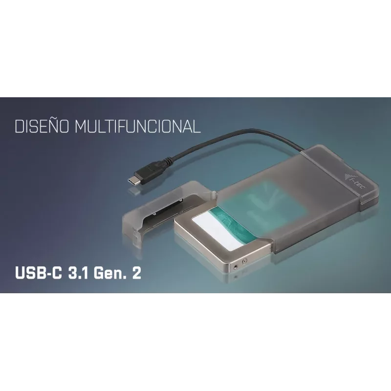 i-tec MySafe USB-C 3.1 Gen. 2 easy, HDD/SSD korpus, 2,5-tolline, Serial ATA, Serial ATA II, Serial ATA III, 10 Gbit/s, USB-ühenduvus, must