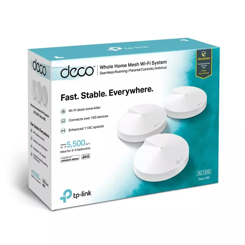 TP-Link AC1300 Deco Whole Home Mesh Wi-Fi süsteem, 3-pakk, valge, sisemine, Mesh süsteem, kaheribaline (2,4 GHz / 5 GHz), Wi-Fi 5 (802.11ac), 1300 Mbit/s