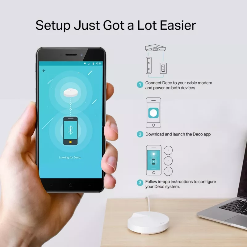 TP-Link AC1300 Deco Whole Home Mesh Wi-Fi süsteem, 3-pakk, valge, sisemine, Mesh süsteem, kaheribaline (2,4 GHz / 5 GHz), Wi-Fi 5 (802.11ac), 1300 Mbit/s