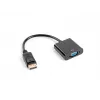 Videokaabli adapter LANBERG AD-0002-BK — VGA (emale) DisplayPort (isasesse), 0,2 m, 1920×1200@60Hz, DP 1.1a, must