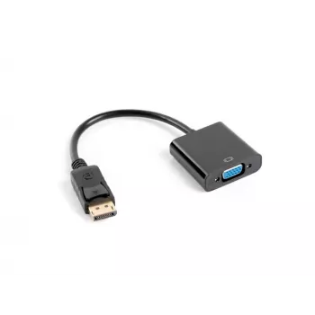 Videokaabli adapter LANBERG AD-0002-BK — VGA (emale) DisplayPort (isasesse), 0,2 m, 1920×1200@60Hz, DP 1.1a, must