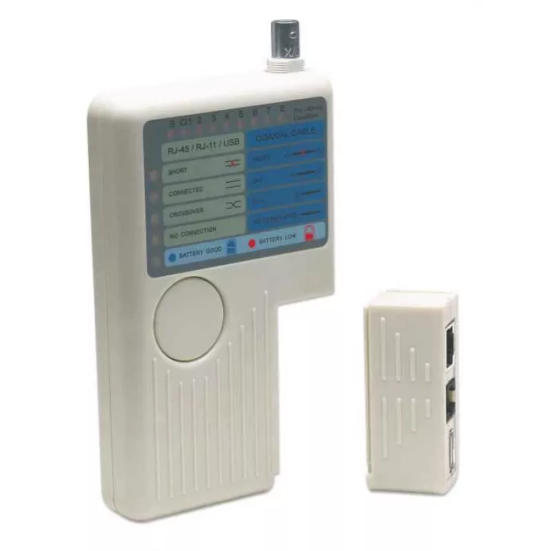 Intellinet 4-in-1 kaabel Tester, RJ-11, RJ-45, USB ja BNC, ühe nupuga test