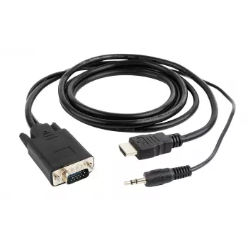 GEMBIRD HDMI-VGA ja heliadapteri kaabel, ühe pordiga, 1,8 m – must