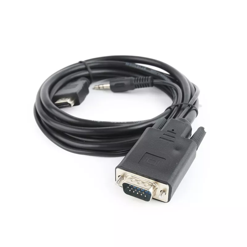GEMBIRD HDMI-VGA ja heliadapteri kaabel, ühe pordiga, 1,8 m – must