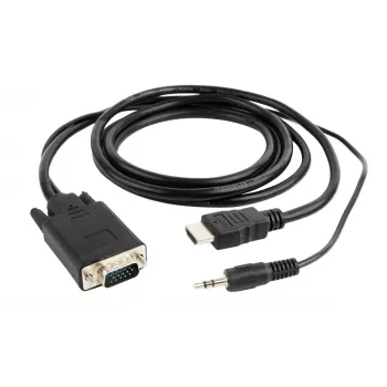 GEMBIRD HDMI VGA-le ja heliadapteri kaabel, ühe pordiga, 3 m, must