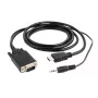 GEMBIRD HDMI VGA-le ja heliadapteri kaabel, ühe pordiga, 3 m, must