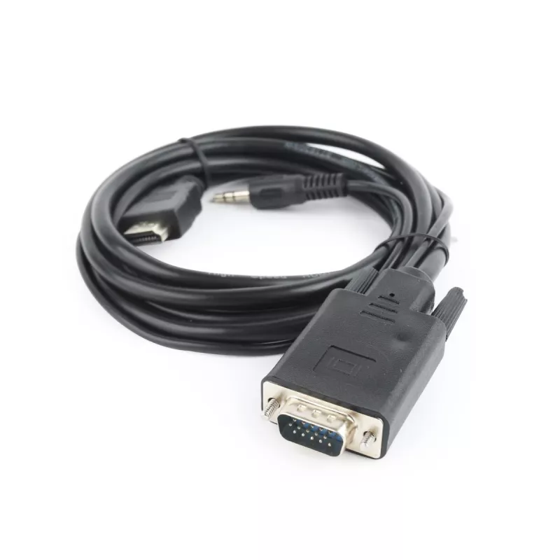 GEMBIRD HDMI VGA-le ja heliadapteri kaabel, ühe pordiga, 3 m, must
