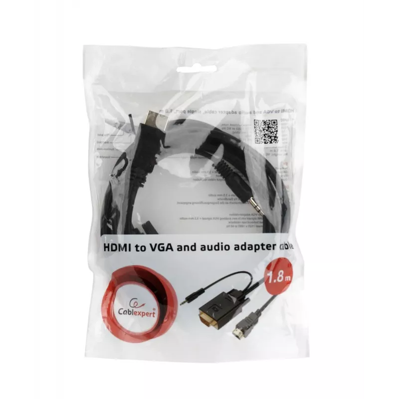 GEMBIRD HDMI VGA-le ja heliadapteri kaabel, ühe pordiga, 3 m, must