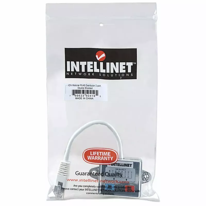 Intellinet 2-Port Modular Distributor, Cat5e, FTP, võimaldab kahel RJ45 pordil jagada üht Cat5e võrgukaablit