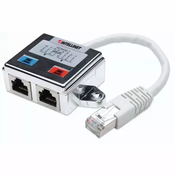 Intellinet 2-Port Modular Distributor, Cat5e, FTP, võimaldab kahel RJ45 pordil jagada üht Cat5e võrgukaablit