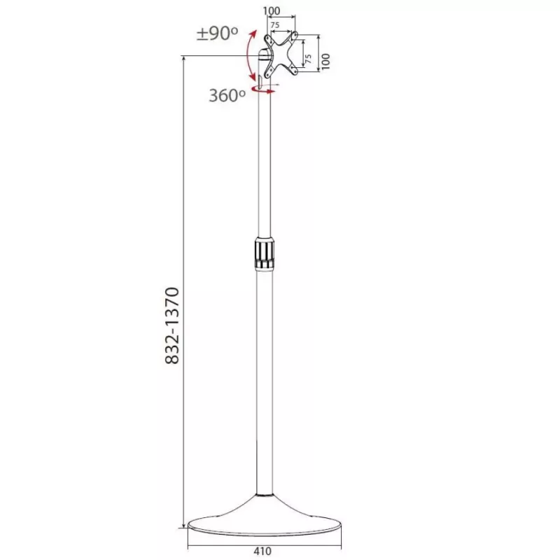 Techly ICA-TR10 reklaamekraani alus 68,6 cm (27 tolli) hõbedane