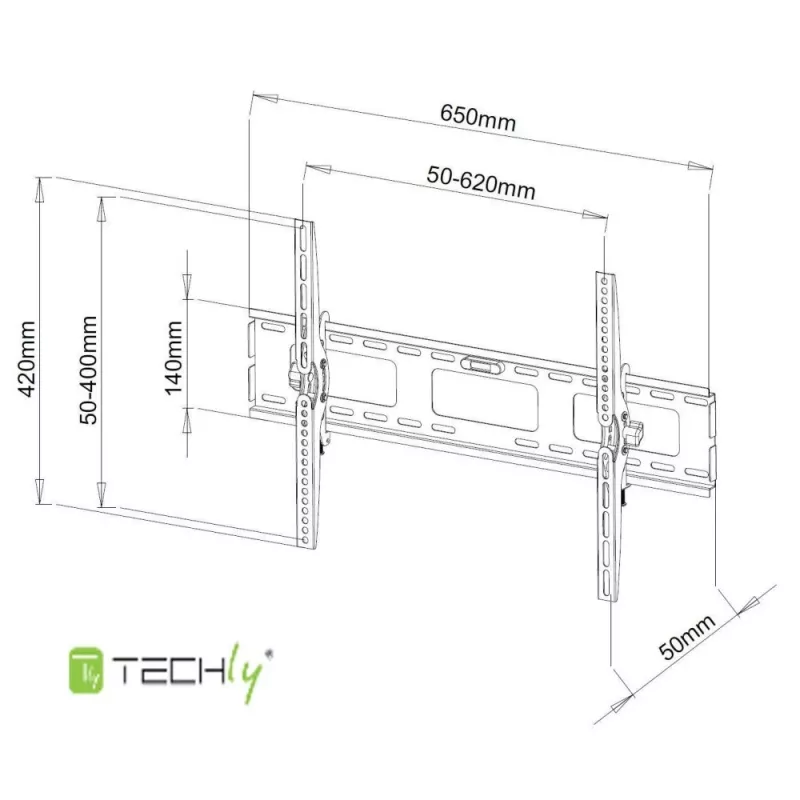Techly 40-65-tolline seinakinnitus LED LCD-telerile, kallutatav, ICA-PLB 131L