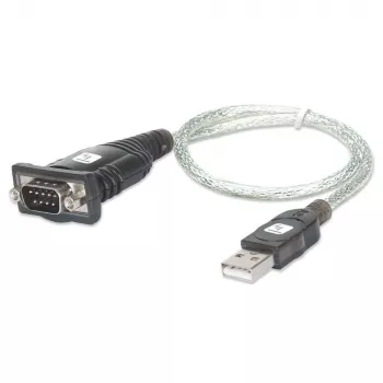 USB-jadasiini adapter Techly IDATA USB-SER-2T, USB-A-pistik DB-9 isasele, 0,45 m, läbipaistev valge