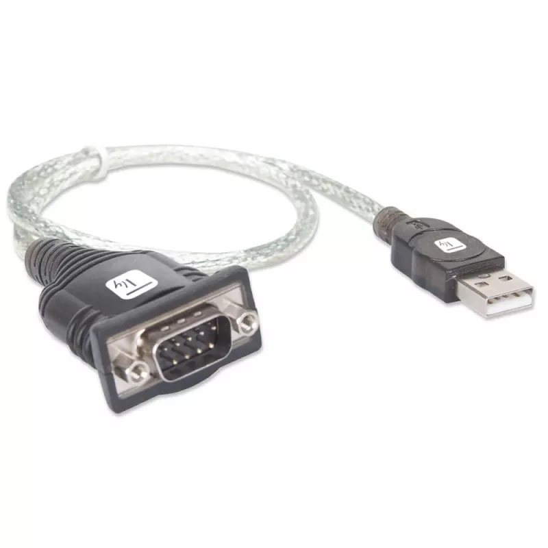 USB-jadasiini adapter Techly IDATA USB-SER-2T, USB-A-pistik DB-9 isasele, 0,45 m, läbipaistev valge