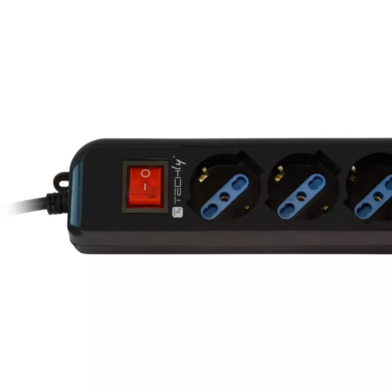 Techly Võimsus Strip 6 Sockets Must with VDE Plug IUPS-PCP-6V