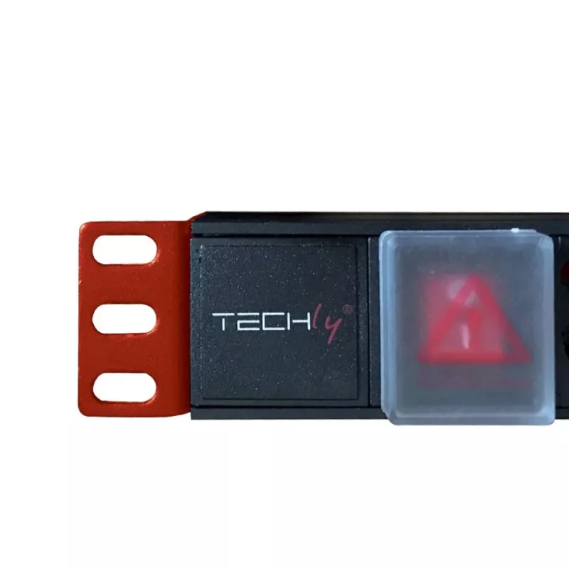 Techly I-CASE STRIP-81UD power distribution unit (PDU) 8 AC outlet(s) 1U Must, Punane