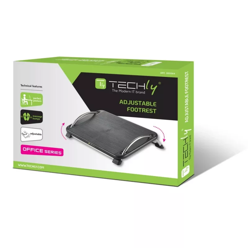 Techly reguleeritav jalatoend ICA-FR 13, must, ABS sünteetika, 430 mm, 280 mm, 1,24 kg