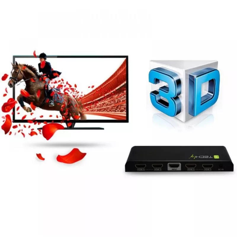 Techly Splitter HDMI 4-suunaline 4K*2K IDATA HDMI-4K4, HDMI, 4x HDMI, 1x HDMI F, 4096 x 2160 pikslit, Must, 36 bitti