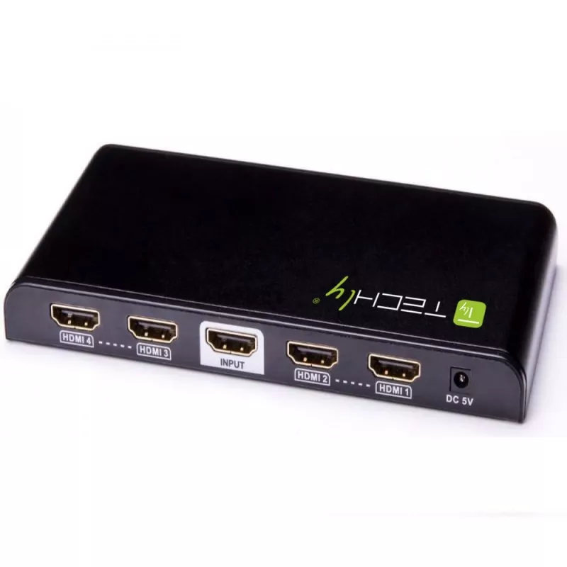 Techly Splitter HDMI 4-suunaline 4K*2K IDATA HDMI-4K4, HDMI, 4x HDMI, 1x HDMI F, 4096 x 2160 pikslit, Must, 36 bitti