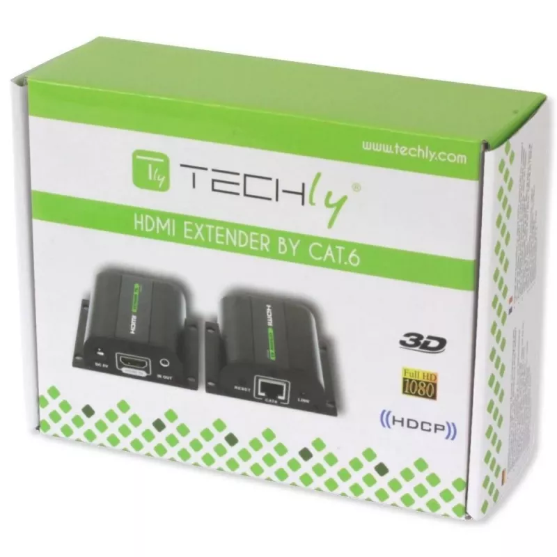 Techly HDMI-pikendaja Full HD kaabli Cat.5E / 6 / 6A / 7 kaudu max 60m Autoregulated IDATA EXT-E70I