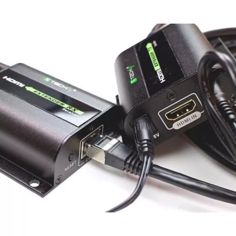 Techly HDMI-pikendaja Full HD kaabli Cat.5E / 6 / 6A / 7 kaudu max 60m Autoregulated IDATA EXT-E70I