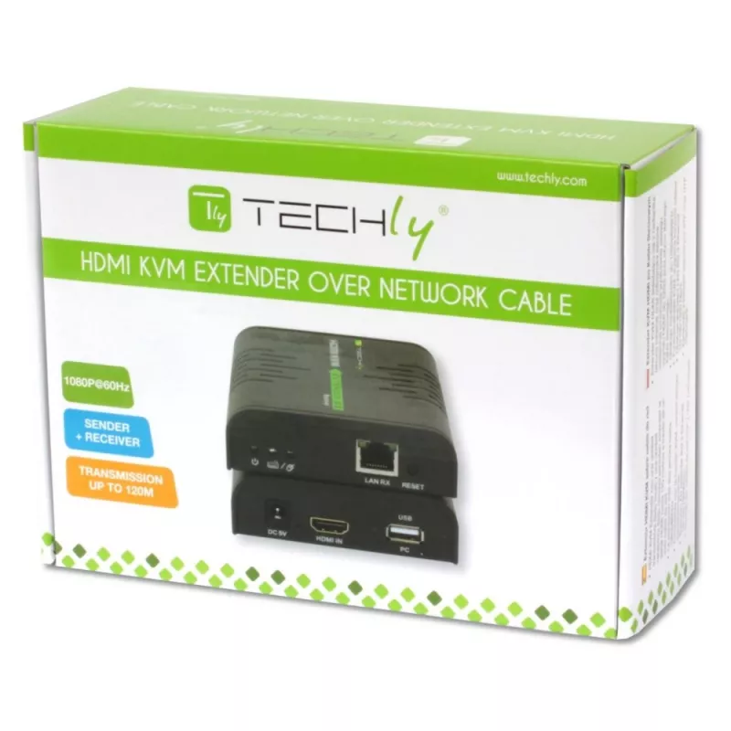 Techly IDATA HDMI-KVM2 KVM-pikendaja Saatja ja vastuvõtja