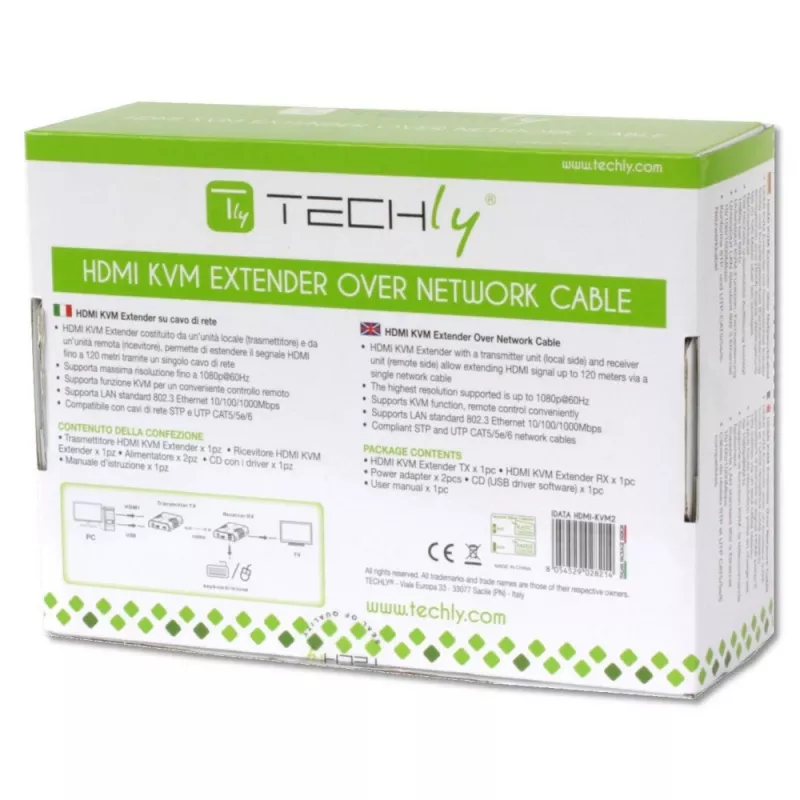 Techly IDATA HDMI-KVM2 KVM-pikendaja Saatja ja vastuvõtja
