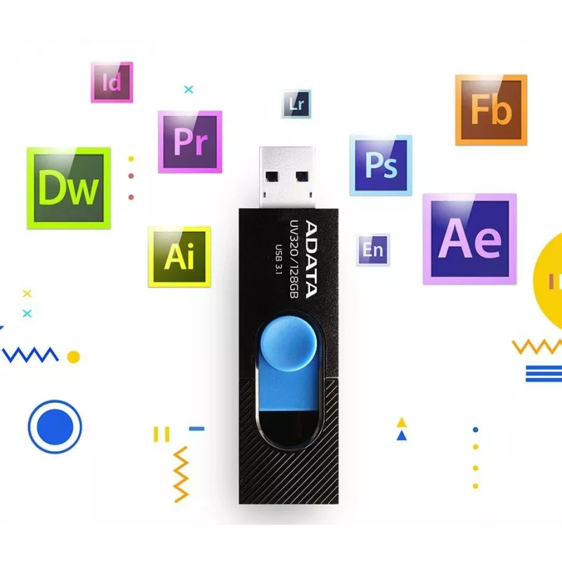 ADATA UV320 USB-mälupulk 128 GB USB Type-A 3.2 Gen 1 (3.1 Gen 1) Must, Sinine