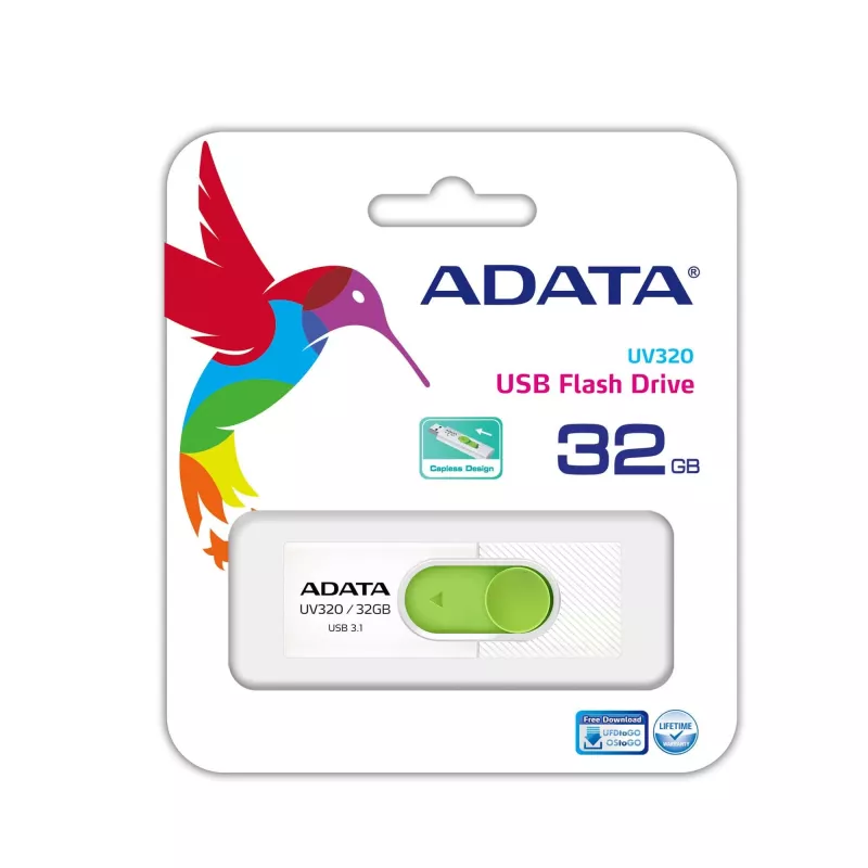 ADATA UV320 USB-mälupulk 32 GB USB Type-A 3.2 Gen 1 (3.1 Gen 1) Roheline, Valge