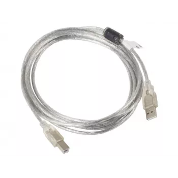 LANBERG USB-kaabel USB 2.0 USB B - 3m läbipaistev