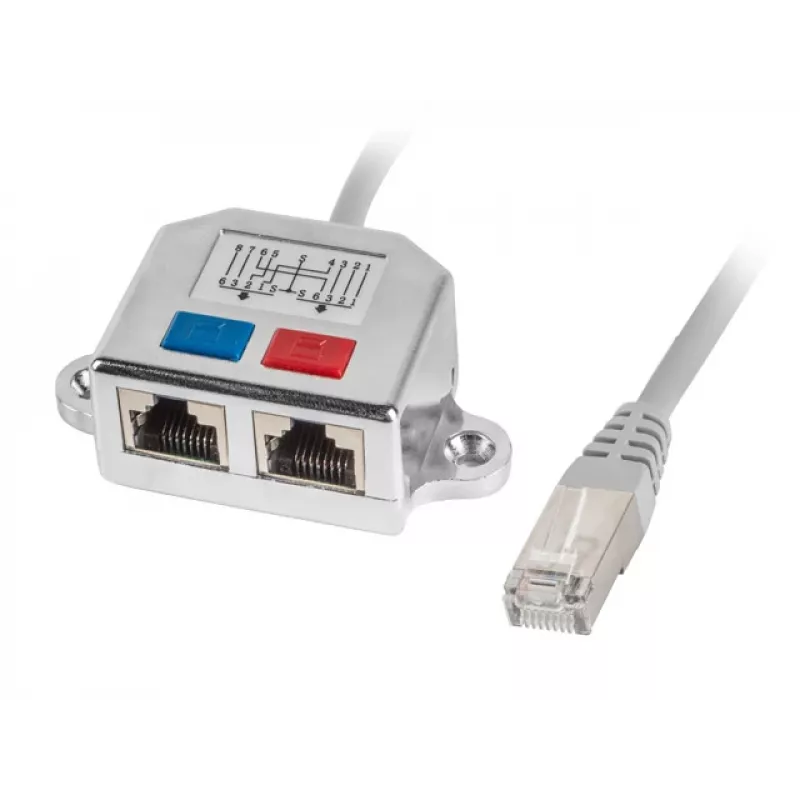 LANBERG adapter LAN RJ45/2x RJ45 FTP jaotur AD-0026-S