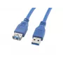 USB A - USB A kaabel LANBERG CA-US3E-10CC-0018-B 1,8 m, USB 3.0, sinine, 4800 Mbit/s