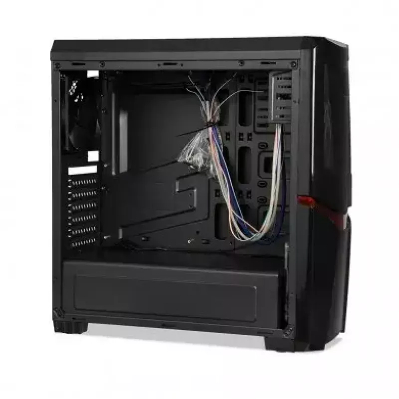 iBox Orcus X14 Midi Tower arvutikorpus, ATX/Micro ATX/ITX, külgaken, 2x 120 mm punase taustvalgusega ventilaatorit, 3x 3,5 tolli, 2x 2,5 tolli, 1x 5,25 tolli sektsioonid, USB 3.0, must