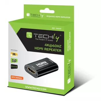 AV repiiter TECHLY IDATA-HDMI2-RIP4KT — HDMI 2.0, HDCP 2.2, 4096×2160, maksimaalne kaugus 40 m, must
