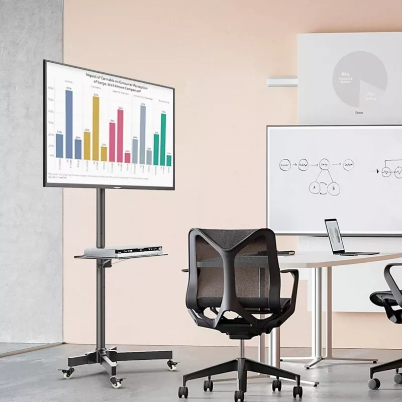Techly Trolley Floor Stand LCD/LED/Plasma 23 inch-55 inch, 58.4 cm (23 inch), 139.7 cm (55 inch), 50 x 50 mm, 400 x 400 mm, -15 - 15°, Must