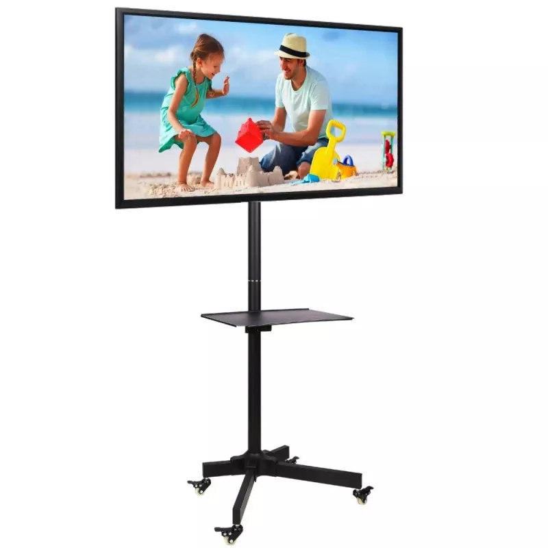 Techly Trolley Floor Stand LCD/LED/Plasma 23 inch-55 inch, 58.4 cm (23 inch), 139.7 cm (55 inch), 50 x 50 mm, 400 x 400 mm, -15 - 15°, Must