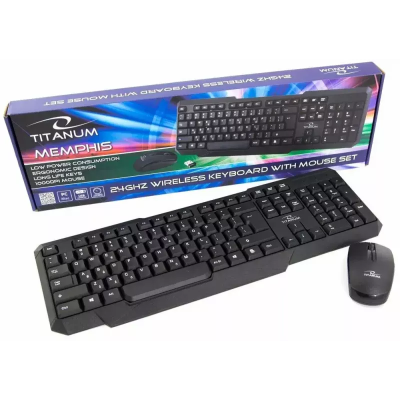 Titanum Memphis TK108 klaviatuuri ja USB-hiire komplekt, must