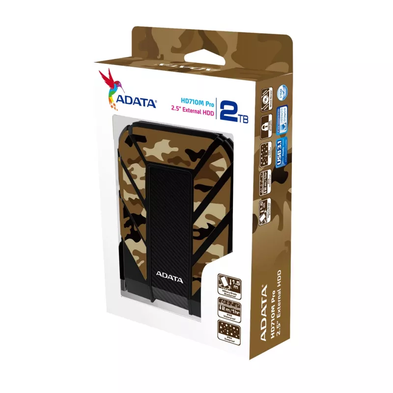 Väline HDD ADATA HD710M Pro 2TB USB 3.2 Gen 1 (USB Type-A / Micro-USB B) kamuflaaž, põrutuskindel