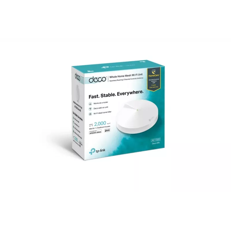 TP-Link AC1300 Deco Kogu Kodu Mesh Wi-Fi Süsteem, Valge, Sisemine, Mesh ruuter, Kaheribaline (2,4 GHz / 5 GHz), Wi-Fi 5 (802.11ac), 1267 Mbit/s