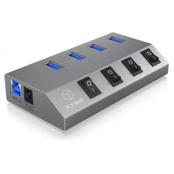 ICY BOX IB-HUB1405 USB 3.2 Gen 1 (3.1 Gen 1) Type-B 5000 Mbit/s Antratsiit