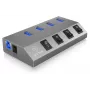 ICY BOX IB-HUB1405 USB 3.2 Gen 1 (3.1 Gen 1) Type-B 5000 Mbit/s Antratsiit
