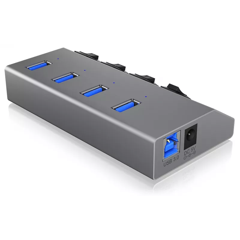 ICY BOX IB-HUB1405 USB 3.2 Gen 1 (3.1 Gen 1) Type-B 5000 Mbit/s Antratsiit