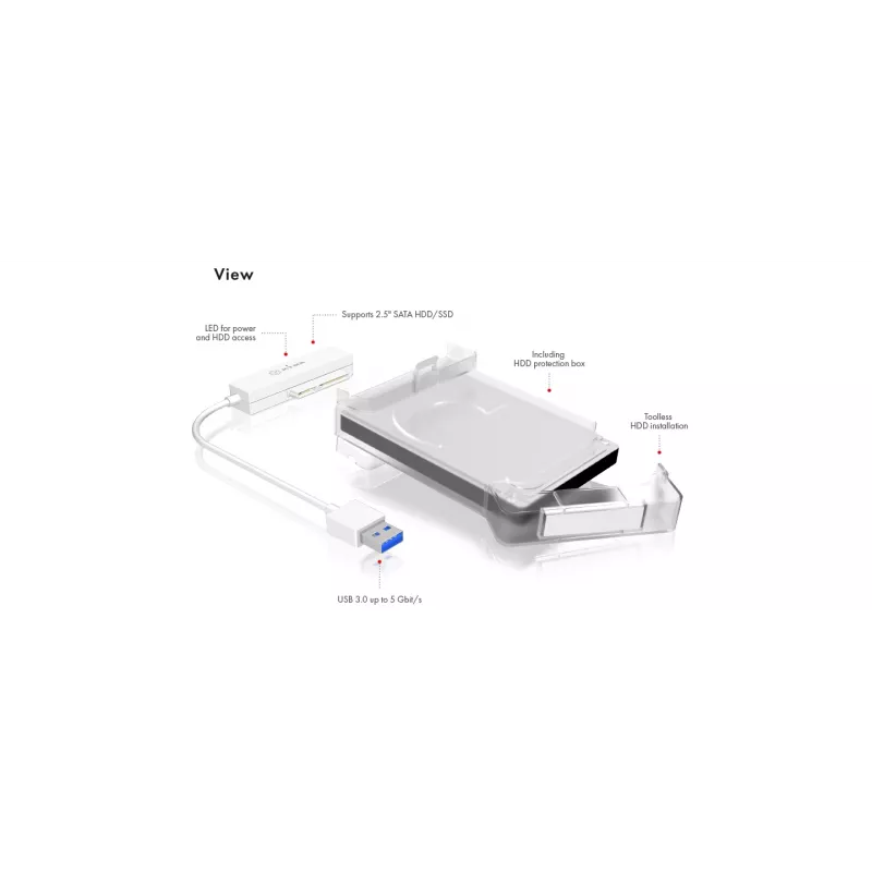 ICY BOX IB-AC703-U3 HDD/SSD-korpus Valge 2.5 tolli