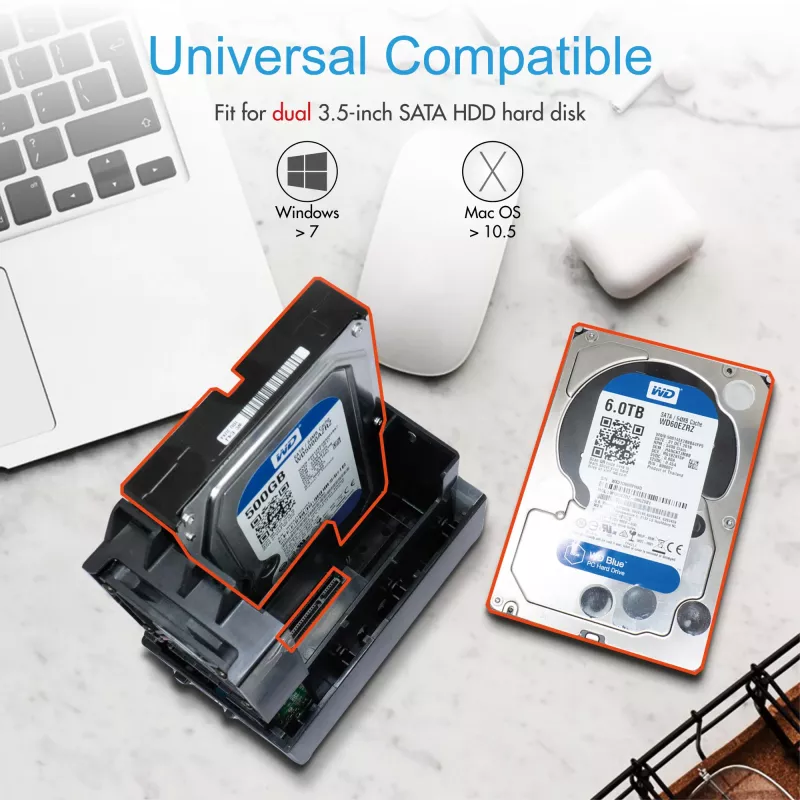 ICY BOX IB-RD3621U3 HDD/SSD korpus Must 3.5 tolli