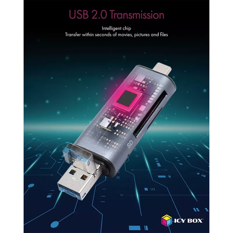 ICY BOX IB-CR200-C kaardilugeja USB 2.0 Must