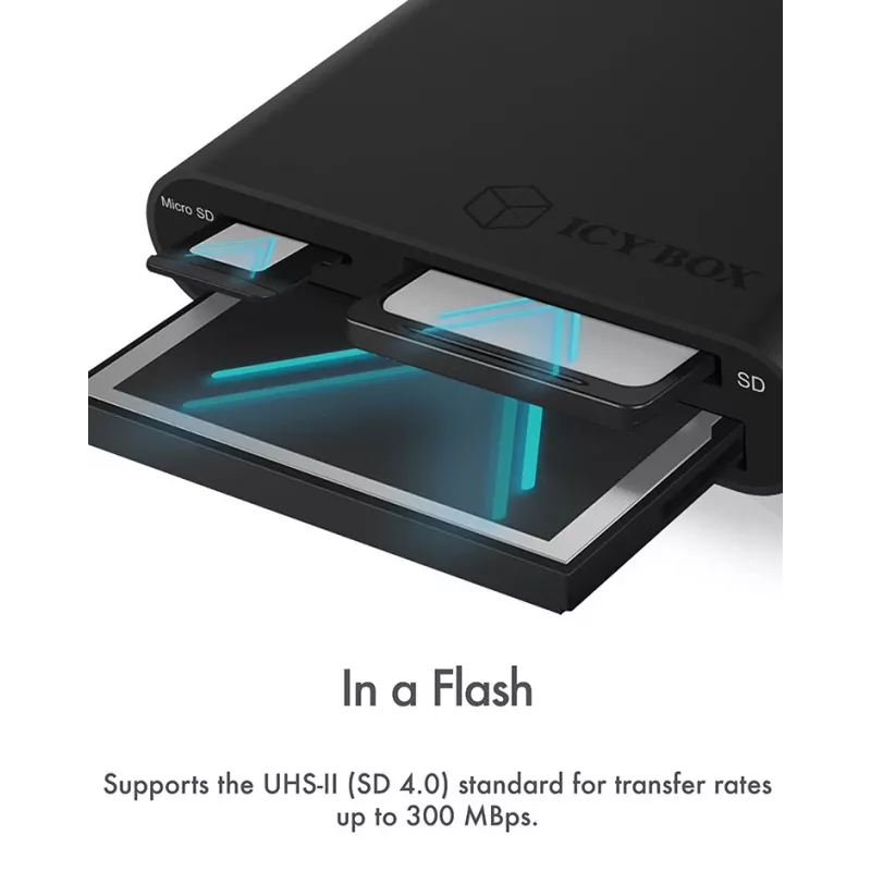 ICY BOX IB-CR301-U3 kaardilugeja USB 3.2 Gen 1 (3.1 Gen 1) Must