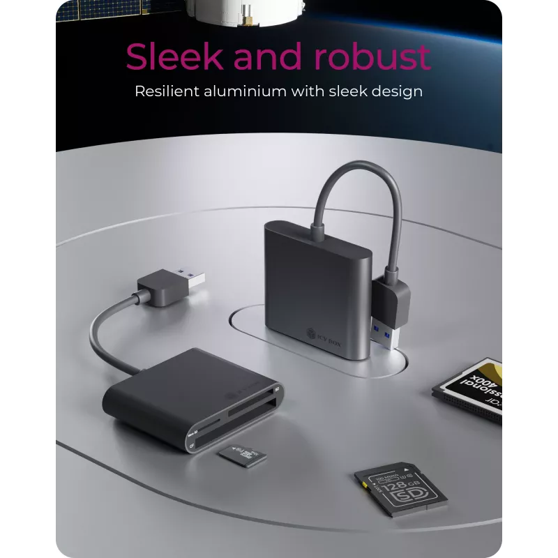 ICY BOX IB-CR301-U3 kaardilugeja USB 3.2 Gen 1 (3.1 Gen 1) Must