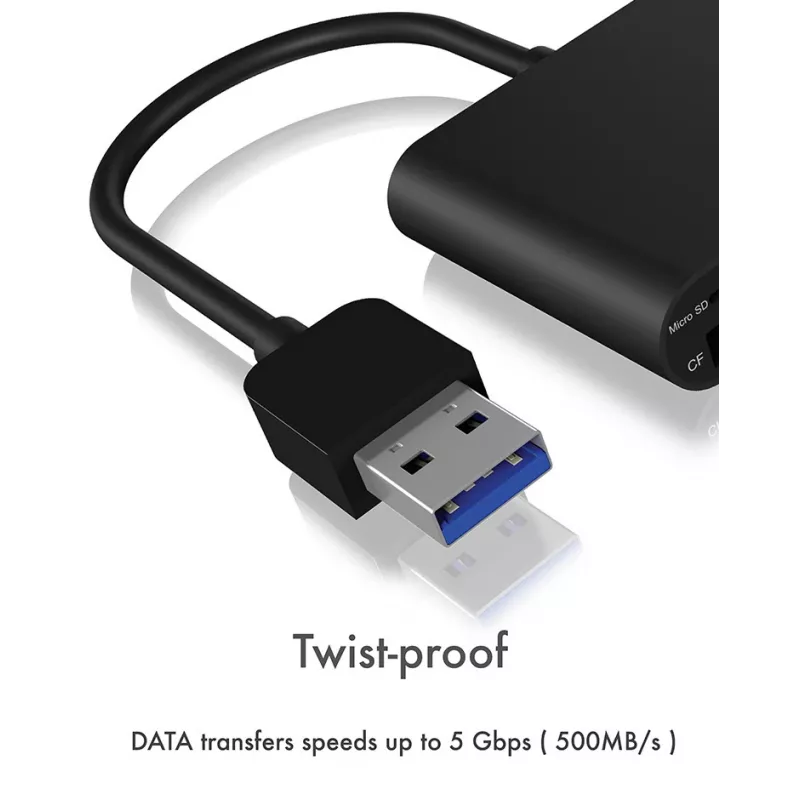 ICY BOX IB-CR301-U3 kaardilugeja USB 3.2 Gen 1 (3.1 Gen 1) Must