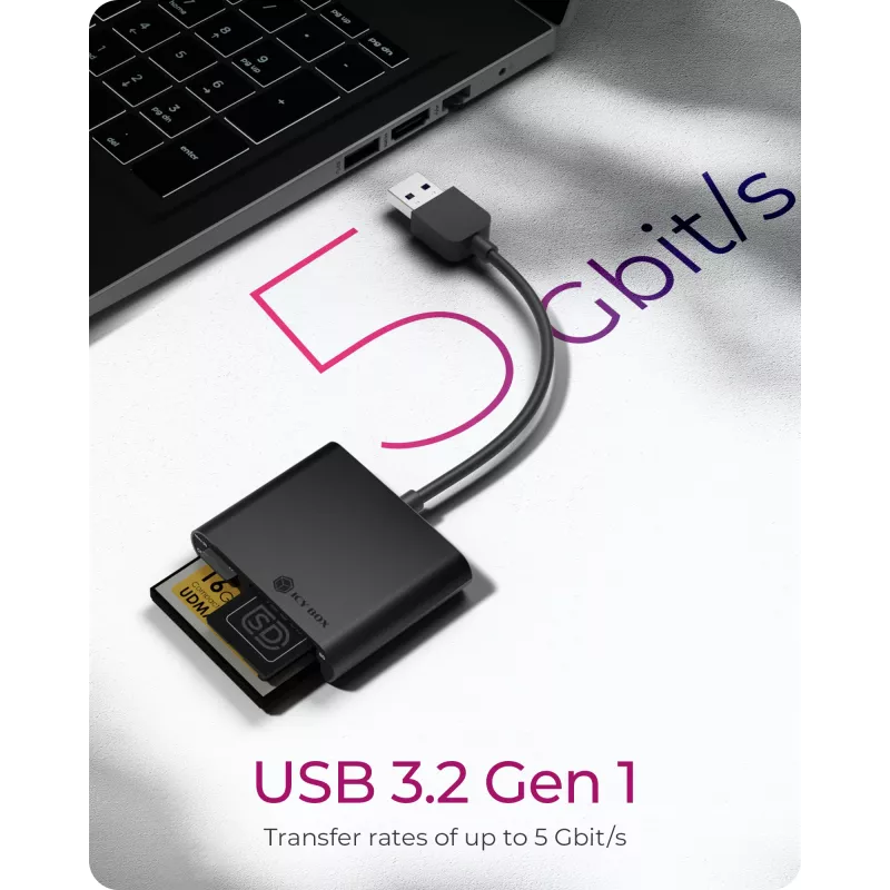 ICY BOX IB-CR301-U3 kaardilugeja USB 3.2 Gen 1 (3.1 Gen 1) Must