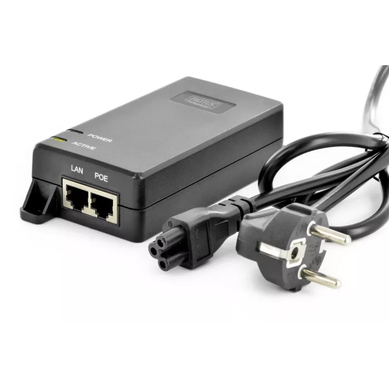 DIGITUS PoE+ süstija, 802.3at 10/100/1000 Mbps väljund max 48V, 30W